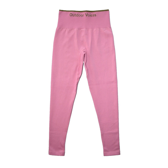 A4 NEW OUTDOOR VOICES Pink Stretchy Seamless Rib High Rise Legging Size S - Picture 2 of 5